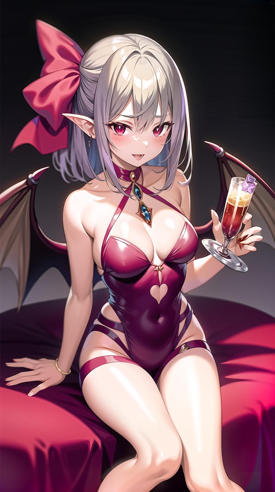  master piece , best quality,remilia drinks a lot of blood and the most powerful vampire, the most powerful demon king, and the most powerful wizard combine.