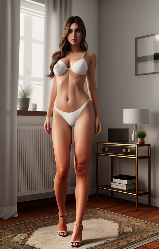  a young American room at home, Showing her body, white skin, brown hair, , full body, no clothes, highly detailed, hyperrealistic, full body, detailed clothing, highly detailed, cinematic lighting, stunningly beautiful, intricate, sharp focus, f/1. 8, 85mm, (centered image composition), (professionally color graded), ((bright soft diffused light)), volumetric fog, trending on instagram, trending on tumblr, HDR 4K, 8K