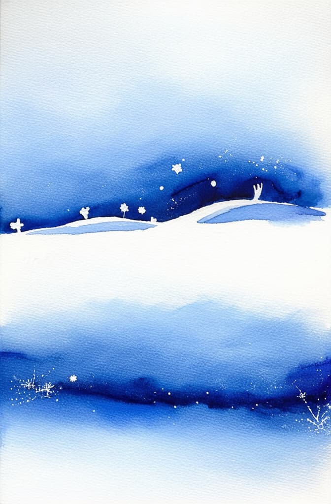  artwork snow background with snowdrifts and falling snow ar 2:3, watercolor techniques, featuring fluid colors, subtle gradients, transparency associated with watercolor art