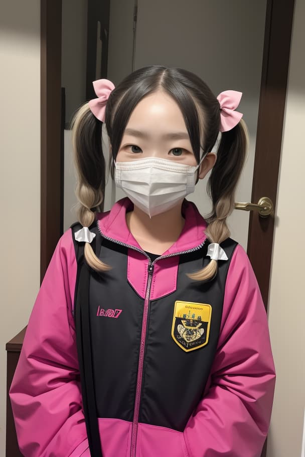  masterpiece, best quality, pigtails, mask