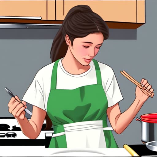  A girl who loves to cook drawing