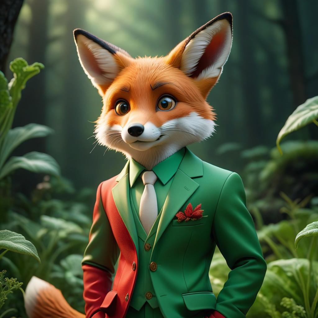  a cute fox in a green suit and a hare in a red suit in space hyperrealistic, full body, detailed clothing, highly detailed, cinematic lighting, stunningly beautiful, intricate, sharp focus, f/1. 8, 85mm, (centered image composition), (professionally color graded), ((bright soft diffused light)), volumetric fog, trending on instagram, trending on tumblr, HDR 4K, 8K