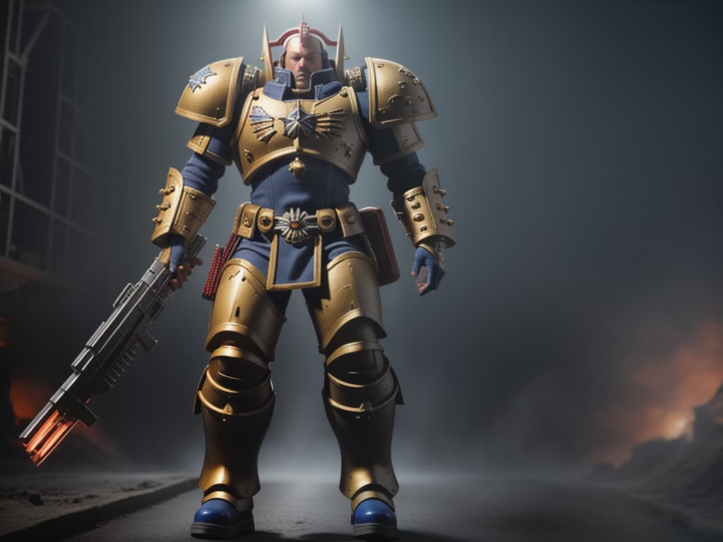  WarHammer 40k Space Marine warrior hyperrealistic, full body, detailed clothing, highly detailed, cinematic lighting, stunningly beautiful, intricate, sharp focus, f/1. 8, 85mm, (centered image composition), (professionally color graded), ((bright soft diffused light)), volumetric fog, trending on instagram, trending on tumblr, HDR 4K, 8K