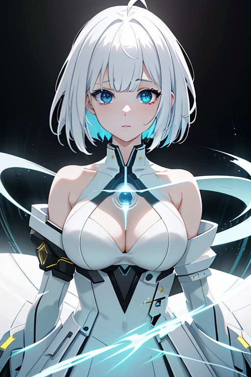  a girl, a white haircut with a tail, a heterochromia, a yellow left eye, a blue right eye, ahoge, a black jacket with white boxes, a portal fracture, a face expression., anime style photo, manga style, digital art, glow effects, hand drawn, render, 8k, octane render, cinema 4d, blender, dark, atmospheric 4k ultra detailed, cinematic sensual, sharp focus, humorous illustration, hyperrealistic, big depth of field, masterpiece, colors, 3d octane render, 4k, concept art, trending on artstation, hyperrealistic, vivid colors hyperrealistic, full body, detailed clothing, highly detailed, cinematic lighting, stunningly beautiful, intricate, sharp focus, f/1. 8, 85mm, (centered image composition), (professionally color graded), ((bright soft diffused light)), volumetric fog, trending on instagram, trending on tumblr, HDR 4K, 8K