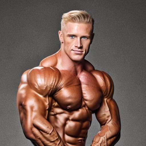 portrait+ style IFBB star bodybuilder queer blonde hunk dude face