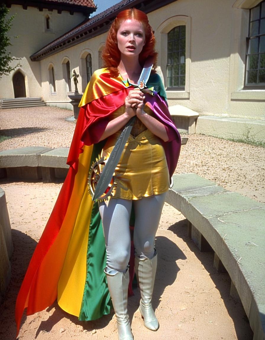  dvd screengrab, woman with red hair from 1982 dark fantasy film, "excalibur"