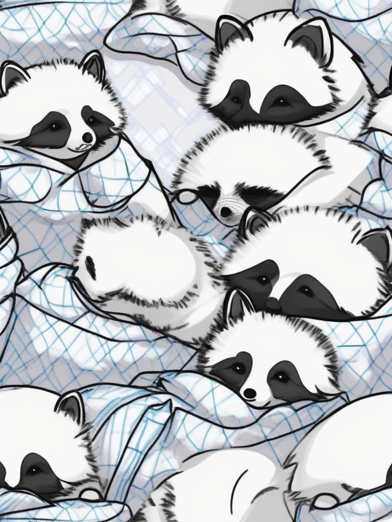  cute raccoon,in pajamas,in bed from holding a pillow,time to say goodnight,