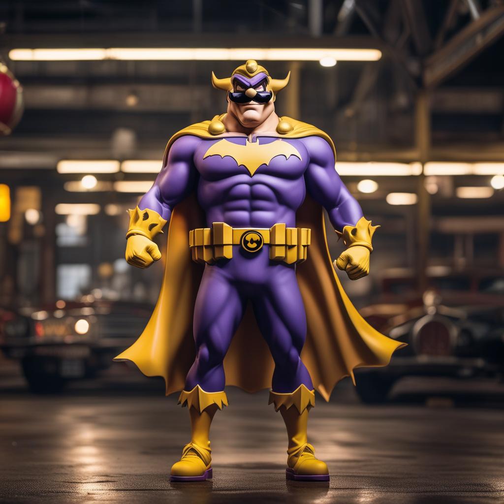  mario as batman, wario as the joker hyperrealistic, full body, detailed clothing, highly detailed, cinematic lighting, stunningly beautiful, intricate, sharp focus, f/1. 8, 85mm, (centered image composition), (professionally color graded), ((bright soft diffused light)), volumetric fog, trending on instagram, trending on tumblr, HDR 4K, 8K