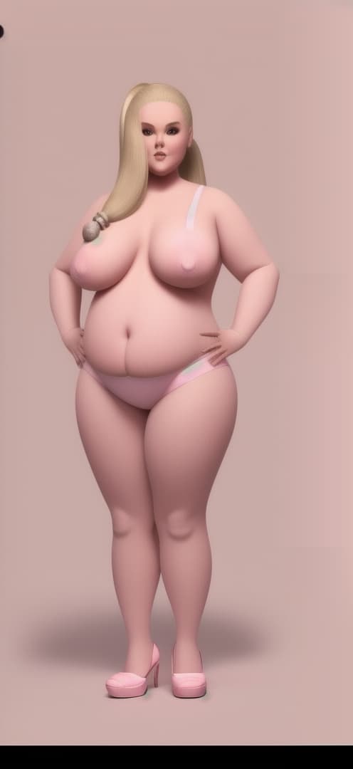  , ultra realistic photo, dimples, ultra realistic skin texture, standing pose, ultra tall 22 inch pink high heels, short pigtails hair, , ultra giant s, gigantic large s, ultra curvaceous SSBBW fat obese old , small head, rear view, back view, ultra giant SSBBW body, standing pose, ultra mive super obese , ultra fat, ultra mega obese, super size heavyweight , ultra gigantic fattest body, ultra super fat old , , gigantic mive body, grey empty room, mive fat ,, intricate, highly detailed, HDR 4K, 8K