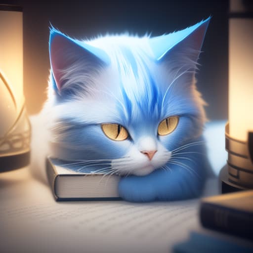  minimism, art cat sleeps on a book, blue filter hyperrealistic, full body, detailed clothing, highly detailed, cinematic lighting, stunningly beautiful, intricate, sharp focus, f/1. 8, 85mm, (centered image composition), (professionally color graded), ((bright soft diffused light)), volumetric fog, trending on instagram, trending on tumblr, HDR 4K, 8K