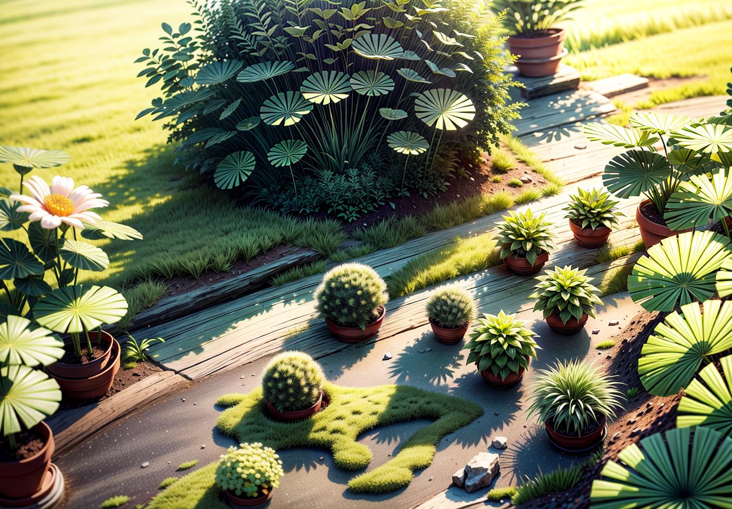  best quality, high resolution, perfect lighting, (extremely fine cg: 1.2), 32k, (green plant artform, solo:1.5), flower, meadow, forest, spring, blooming flowers, moss microlandscape, green, simple, clean bright background, light tracing, natural light, c4d, oc render, (masterpiece:1.2),