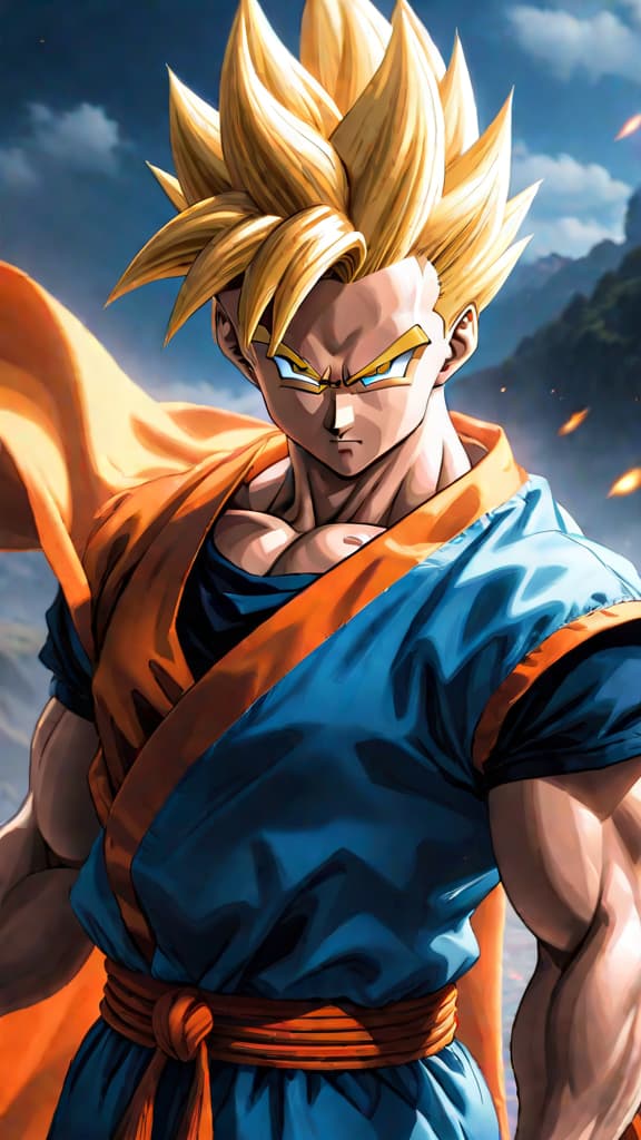  anime art: gohan achieves super saiyan 2, overshadowed by goku's return. does gohan's triumph receive deserved recognition? hyperrealistic, full body, detailed clothing, highly detailed, cinematic lighting, stunningly beautiful, intricate, sharp focus, f/1. 8, 85mm, (centered image composition), (professionally color graded), ((bright soft diffused light)), volumetric fog, trending on instagram, trending on tumblr, HDR 4K, 8K