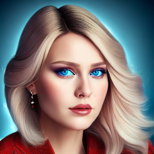 portrait+ style Russian queer TV actress blonde female face