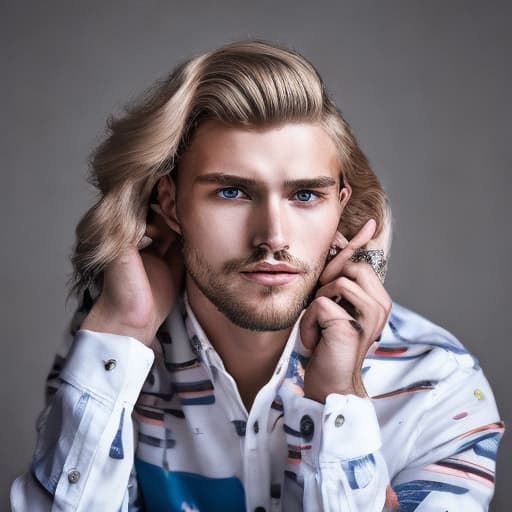 portrait+ style Russian LGBT queer fashion model blonde hunk dude face