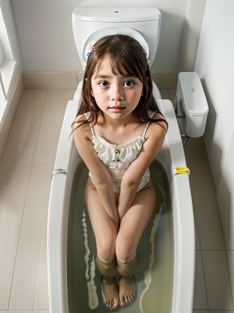  girl in poo, first grader, toilet, masterpiece, best quality,8k,ultra detailed,high resolution,an extremely delicate and beautiful,hyper detail