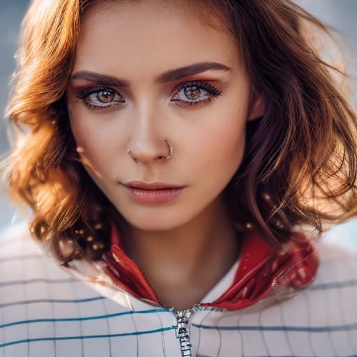 portrait+ style Russian queer TV actress brunette female face