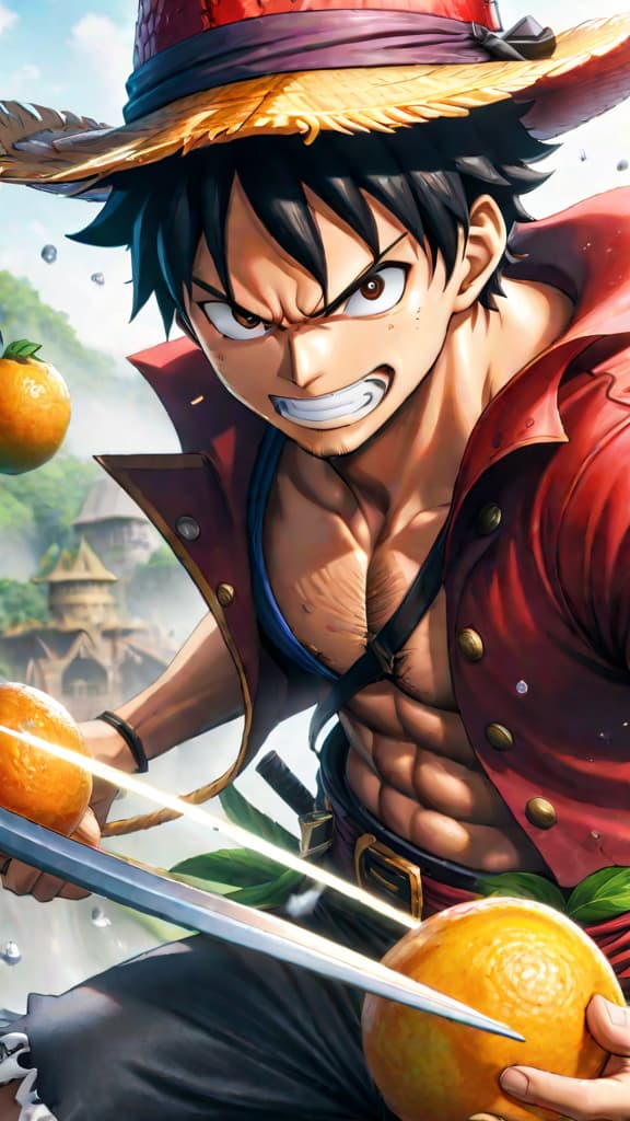  anime art: luffy faces blackbeard, wielding advanced conqueror's haki against the power of two devil fruits. hyperrealistic, full body, detailed clothing, highly detailed, cinematic lighting, stunningly beautiful, intricate, sharp focus, f/1. 8, 85mm, (centered image composition), (professionally color graded), ((bright soft diffused light)), volumetric fog, trending on instagram, trending on tumblr, HDR 4K, 8K