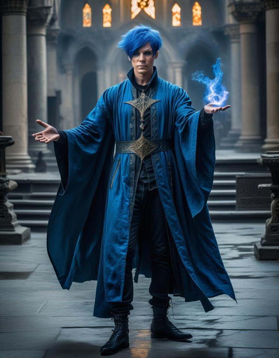  genazi air, man, short hair, blue hair, air magician, sorcerer, fantasy style, full body, 8k, hdr, masterpiece, hyperrealisme