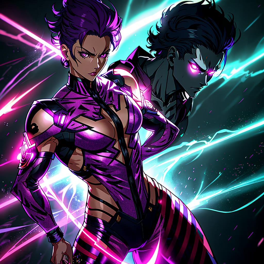  a fighter with a unique hairstyle and a stand, in the bold and stylish style of hirohiko araki, with detailed character designs and vibrant colors. hyperrealistic, full body, detailed clothing, highly detailed, cinematic lighting, stunningly beautiful, intricate, sharp focus, f/1. 8, 85mm, (centered image composition), (professionally color graded), ((bright soft diffused light)), volumetric fog, trending on instagram, trending on tumblr, HDR 4K, 8K