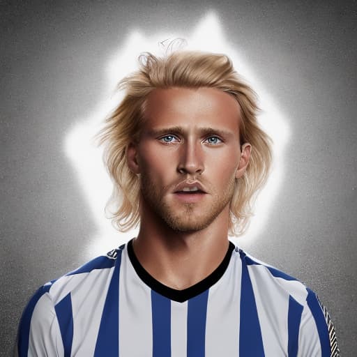 portrait+ style UEFA superstar blonde hunk dude face