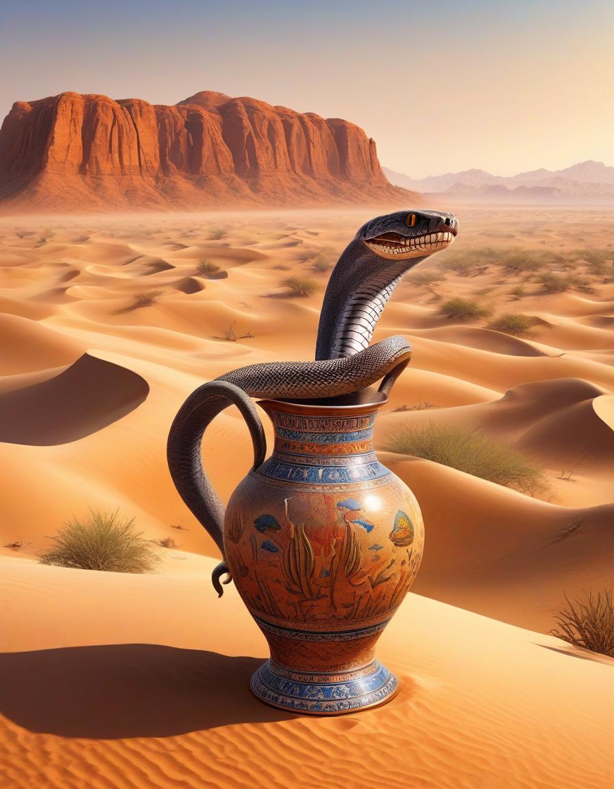  (masterpiece: 1.2, best quality, funny resolution, super detailed), realistic, picture, super realistically detailed, detailed and crisp, super realistic images of paintings and landscapes, ((hot desert. hindu calls a huge cobra from a jug)), high quality 8k, perspective, panorama, detailed, detailed and crisp