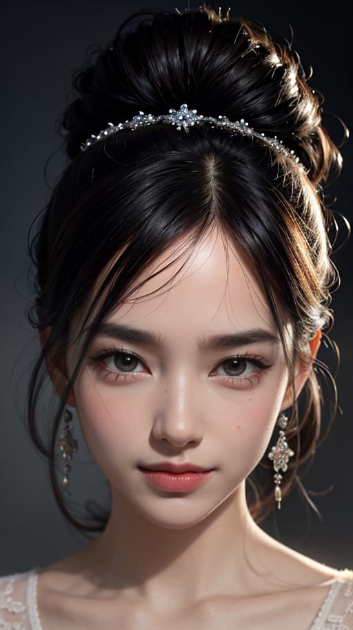  Best quality, masterpiece, ultra high res, (photorealistic:1.4), raw photo, (detail face:1.3), (realistic skin), deep shadow, dramatic lighting, fashionable, cute, black hair, hair accessory, , innocent, face, clear skin, lovely smile, narrow eyes, deep shadow, dramatic lighting, portrait, portrait size, unedited, symmetrical balance