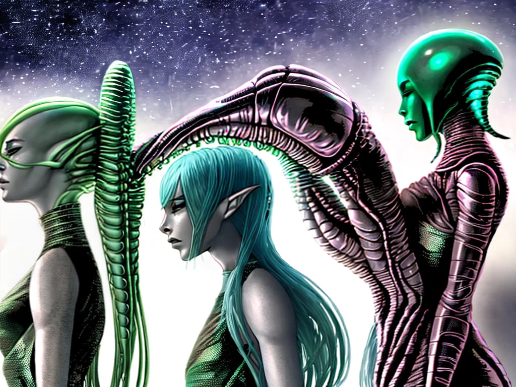 female aliens getting humphed by men