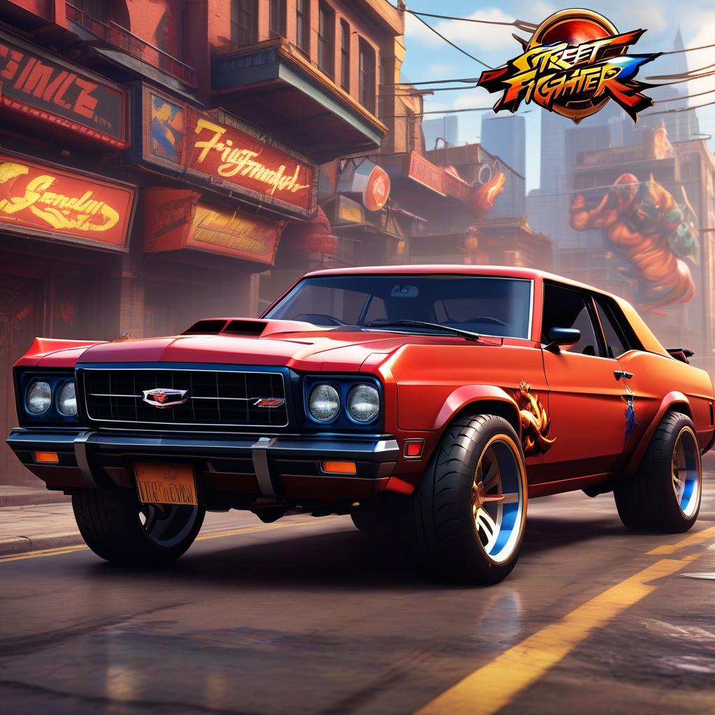  street fighter style Изящный, брутальный cadillac mustang bronco . vibrant, dynamic, arcade, 2d fighting game, highly detailed, reminiscent of street fighter series