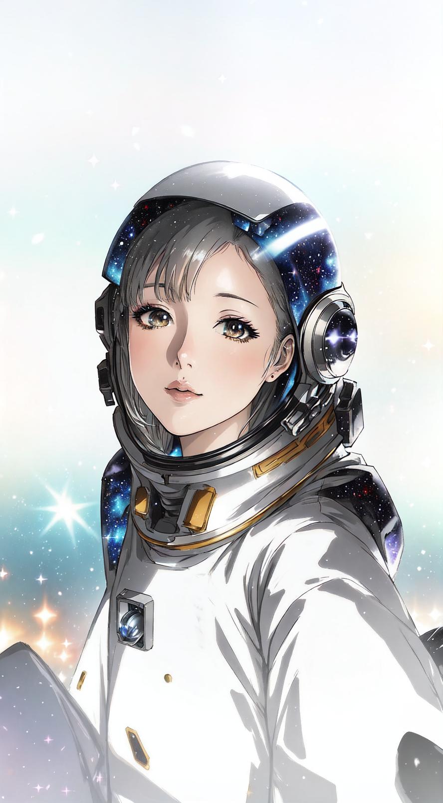  anime style, astronaut in space, fully detailed outer space background with stars, galaxies, nebulae, vibrant colors, wearing detailed space suit, cosmic scene, highly detailed spacesuit, complete space environment, clothing replace, space suit hyperrealistic, full body, detailed clothing, highly detailed, cinematic lighting, stunningly beautiful, intricate, sharp focus, f/1. 8, 85mm, (centered image composition), (professionally color graded), ((bright soft diffused light)), volumetric fog, trending on instagram, trending on tumblr, HDR 4K, 8K