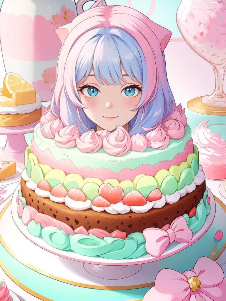  lots of dessert, pastel color, cat cafe, masterpiece, best quality,8k,ultra detailed,high resolution,an extremely delicate and beautiful,hyper detail