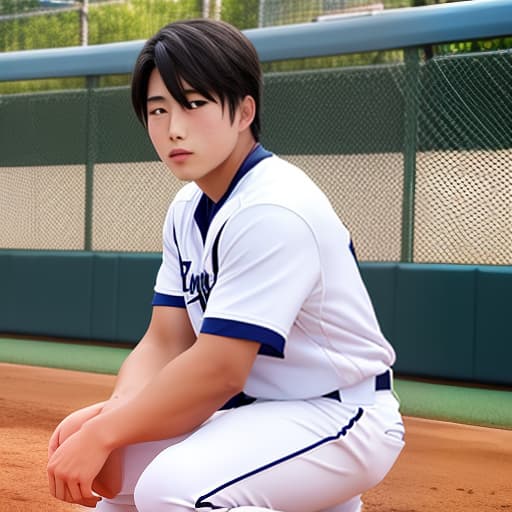  Good looking, Japanese high school boy, baseball team, tan, sweat, boy