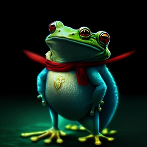 mdjrny-v4 style (a frog wearing blue jean), full body, ghibli style, anime, vibrant colors, hdr, enhance, ((plain black background)), masterpiece, highly detailed, 4k, hq, separate colors, bright colors