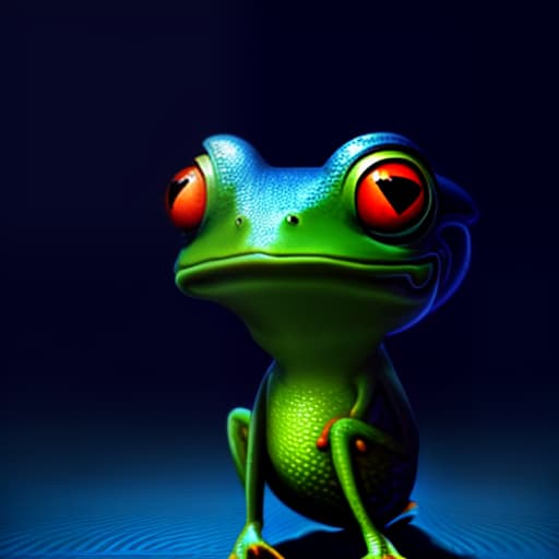 mdjrny-v4 style (a frog wearing blue jean), full body, ghibli style, anime, vibrant colors, hdr, enhance, ((plain black background)), masterpiece, highly detailed, 4k, hq, separate colors, bright colors