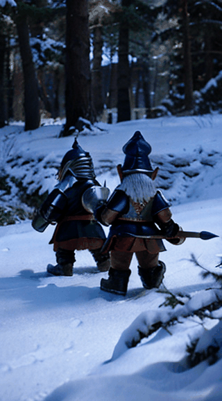 Gnomes and knights fighting in Forrest