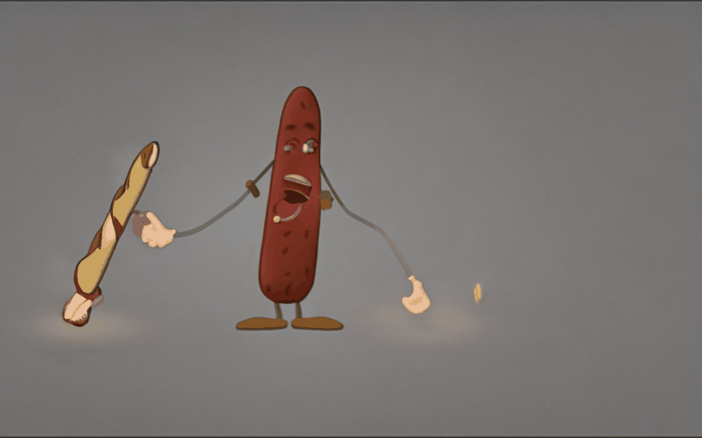 A cartoon NPC swallowing a hot dog