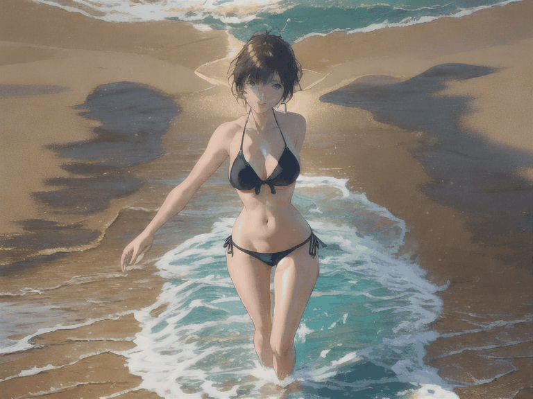 fille en bikini sur la plage