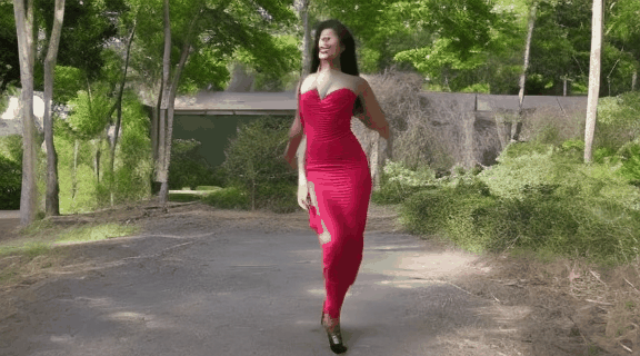 lady walking, graceful stride, seductive dance, sissification