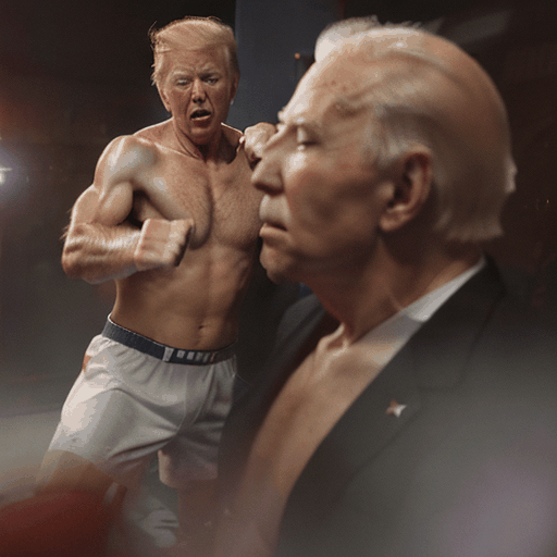 Donald Trump punching Joe Biden