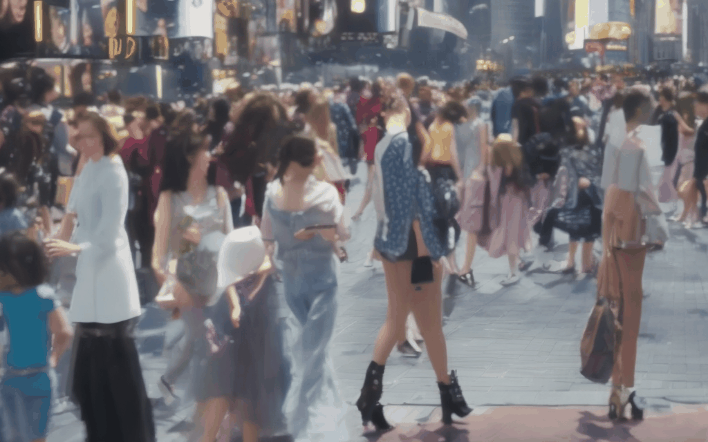 Girl walk in time square, High quality, realistic, full HD
