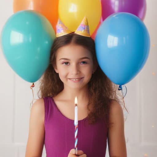 Create an image that can be used for a birthday invitation but without text and with typical birthday imagery like candles and balloons