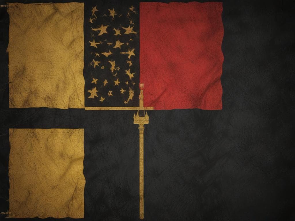 flag:((black:darkness),(red:war),(golden:pride))