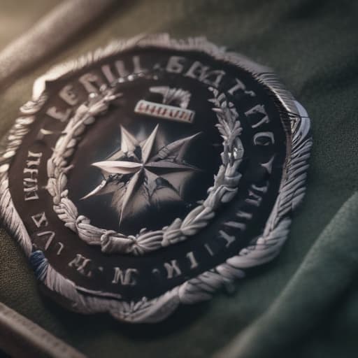 make a millitary logo like CIA hyperrealistic, full body, detailed clothing, highly detailed, cinematic lighting, stunningly beautiful, intricate, sharp focus, f/1. 8, 85mm, (centered image composition), (professionally color graded), ((bright soft diffused light)), volumetric fog, trending on instagram, trending on tumblr, HDR 4K, 8K