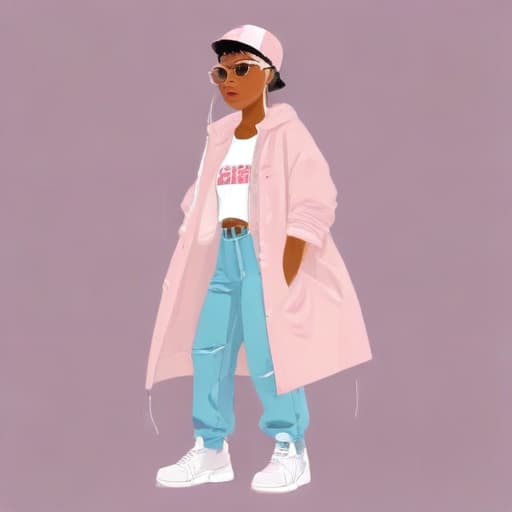 vector art illustration, (streetwear), flat style, pastel color pallette