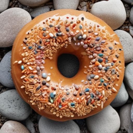 a doughnut made out of rocks