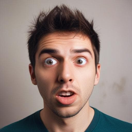 Photo of a man making a weird face. I do not want the image content to change but just the style