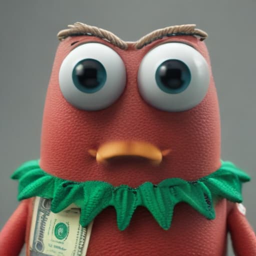 mr krabs with dollar sign as eyes hyperrealistic, full body, detailed clothing, highly detailed, cinematic lighting, stunningly beautiful, intricate, sharp focus, f/1. 8, 85mm, (centered image composition), (professionally color graded), ((bright soft diffused light)), volumetric fog, trending on instagram, trending on tumblr, HDR 4K, 8K