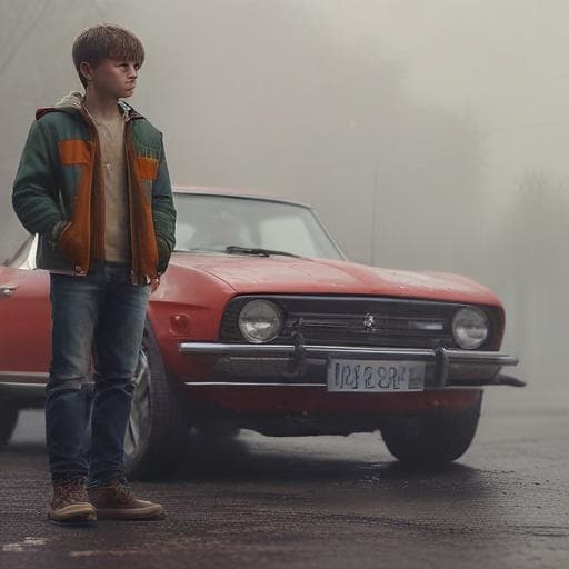 Boy look car bmv on the picture hyperrealistic, full body, detailed clothing, highly detailed, cinematic lighting, stunningly beautiful, intricate, sharp focus, f/1. 8, 85mm, (centered image composition), (professionally color graded), ((bright soft diffused light)), volumetric fog, trending on instagram, trending on tumblr, HDR 4K, 8K