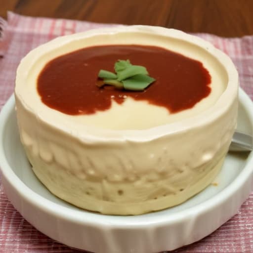 Draw a bowl of tofu pudding, with two layers: the bottom layer using tofu pudding and the top layer using red bean paste.