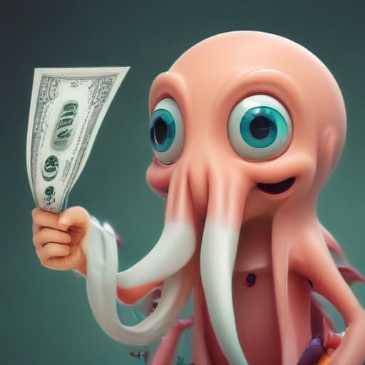 Cartoon Squid holding money