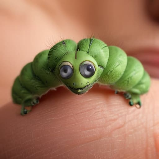 make a funny picture of a caterpillar with a human face